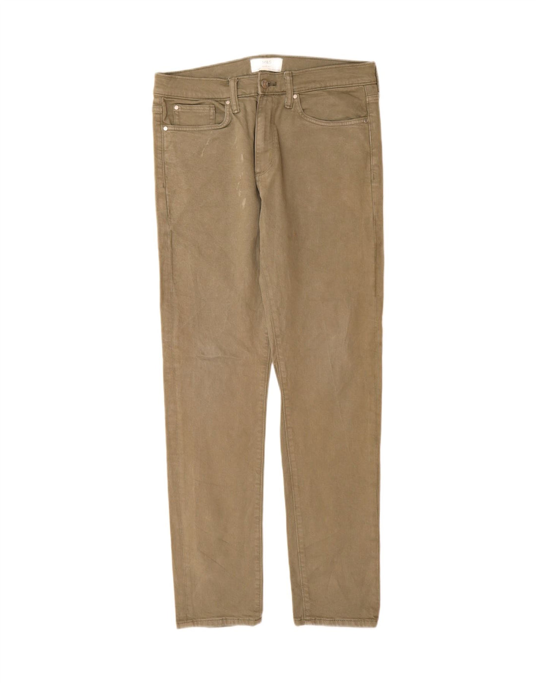 Marks & Spencer Mens Slim Jeans W32 L33 Khaki Cotton