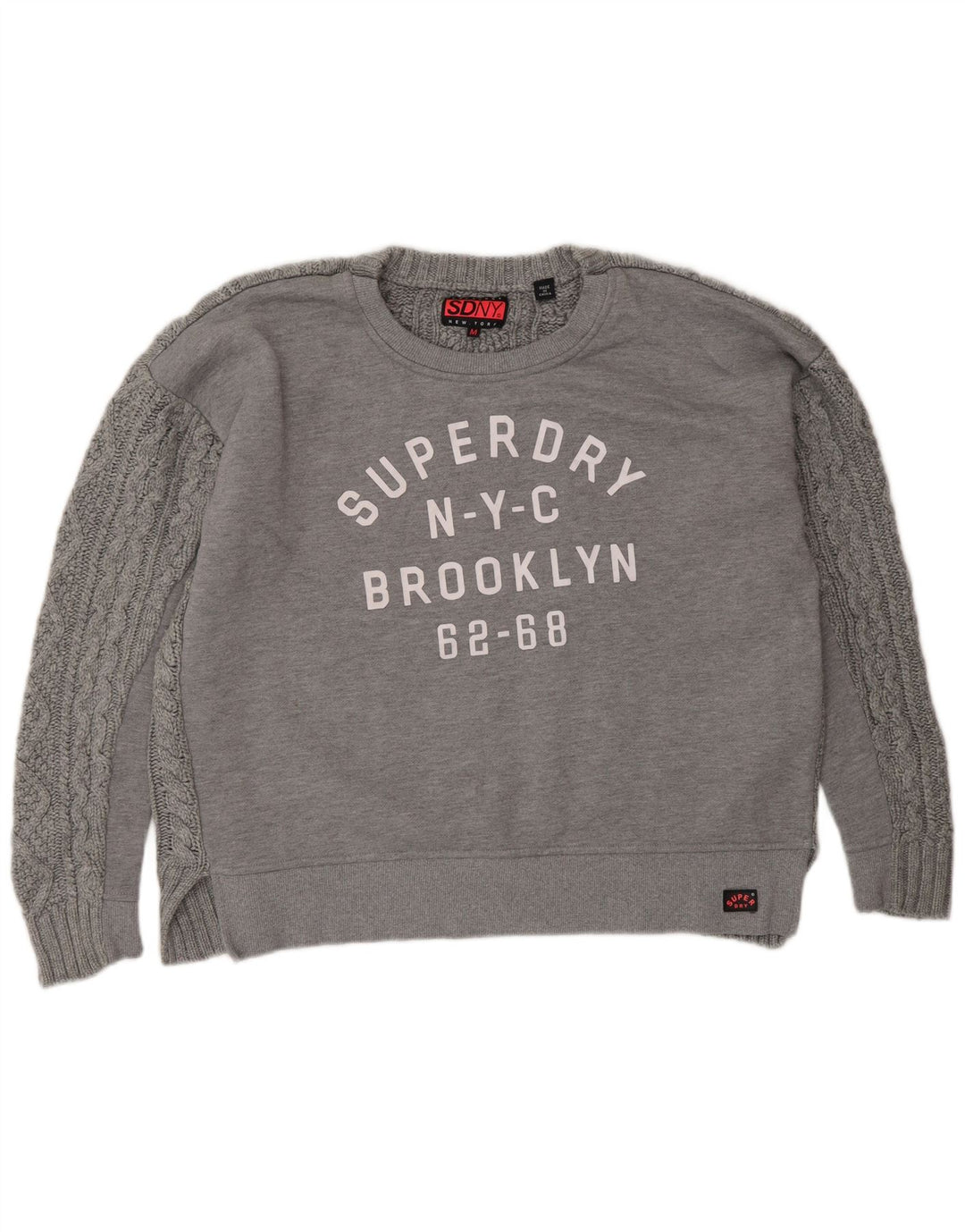 SUPERDRY Womens Oversized Graphic Sweatshirt Jumper UK 14 Medium Grey