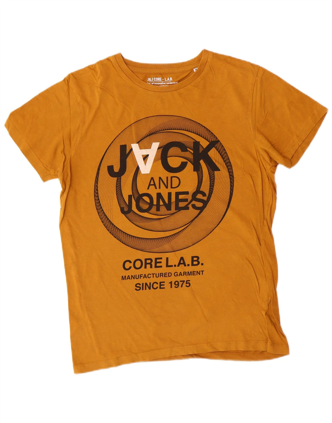 JACK & JONES Herren Grafik-T-Shirt-Oberteil aus mittelgelber Baumwolle