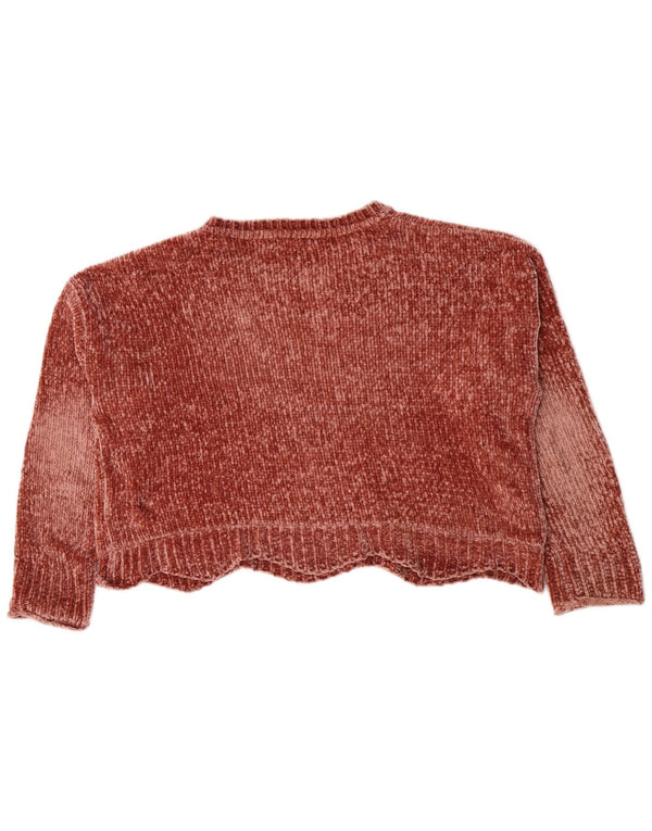 Zara Womens Crop Oversized Boat Neck Jumper Sweater UK 10 Small Burgundy