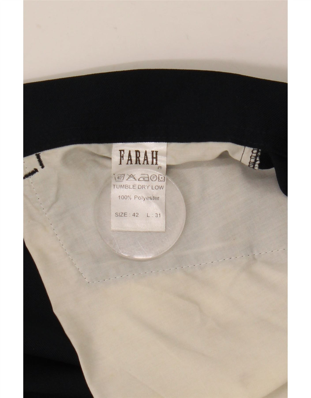 Farah Mens Straight Casual Trousers W42 L31 Navy Blue Polyester