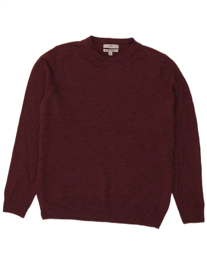 Marks & Spencer Mens Crew Neck Jumper Sweater Large Burgundy Wool