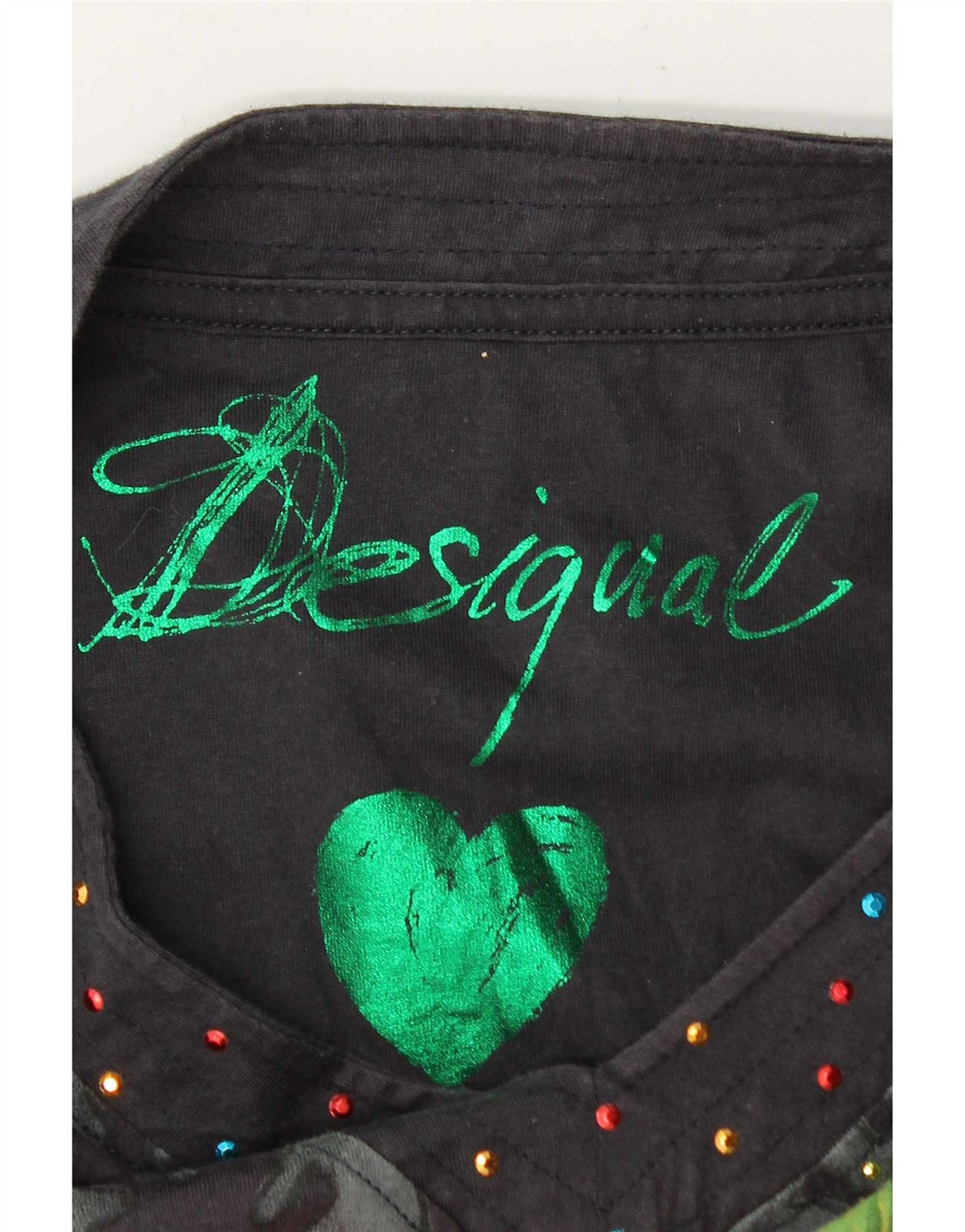 Desigual Womens Graphic Top Long Sleeve UK 14 Medium Black Floral