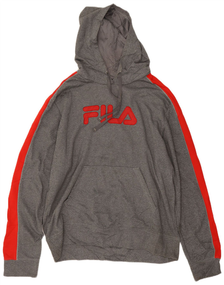 Fila Mens Graphic Hoodie Jumper 2XL Grey Colourblock Polyester
