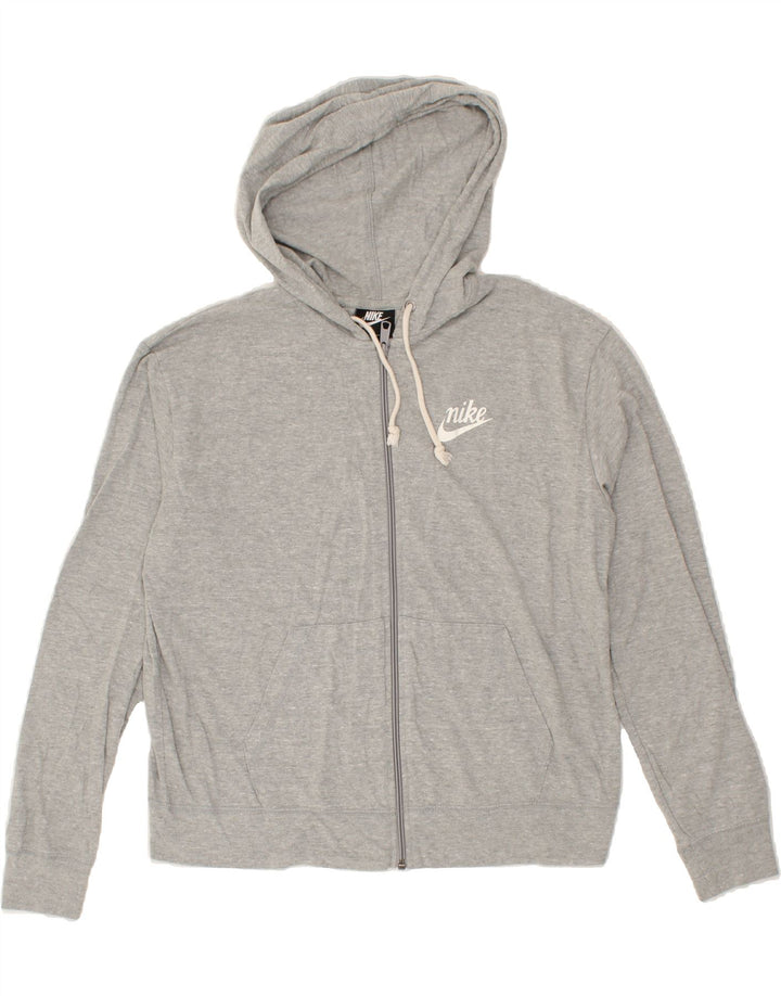 NIKE Womens Zip Hoodie Sweater UK 14 Medium Grey Cotton Vintage Nike and Second-Hand Nike from Messina Hembry 