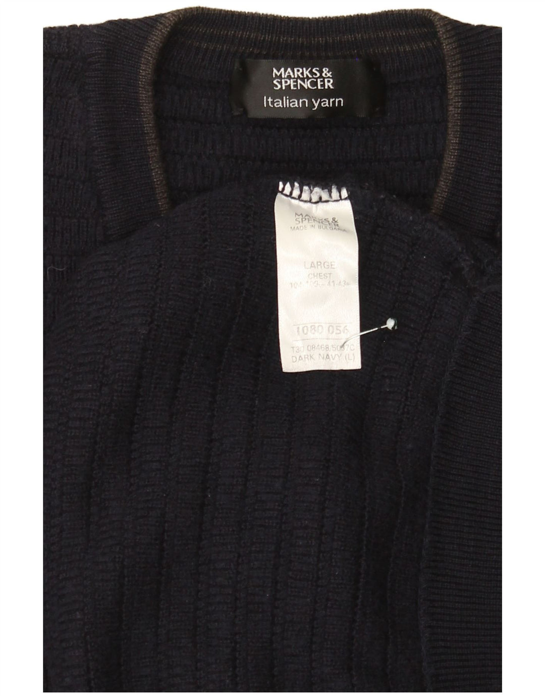 Marks & Spencer Mens V-Neck Jumper Sweater Large Navy Blue Acrylic