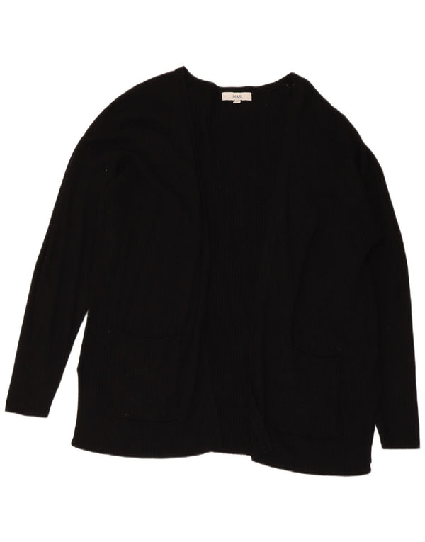 Marks & Spencer Womens Open Cardigan Sweater UK 16 Large Black Viscose
