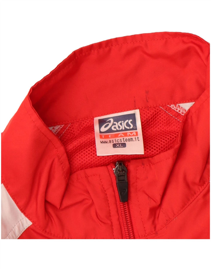 ASICS Mens Rain Jacket UK 42 XL Red Colourblock Polyester