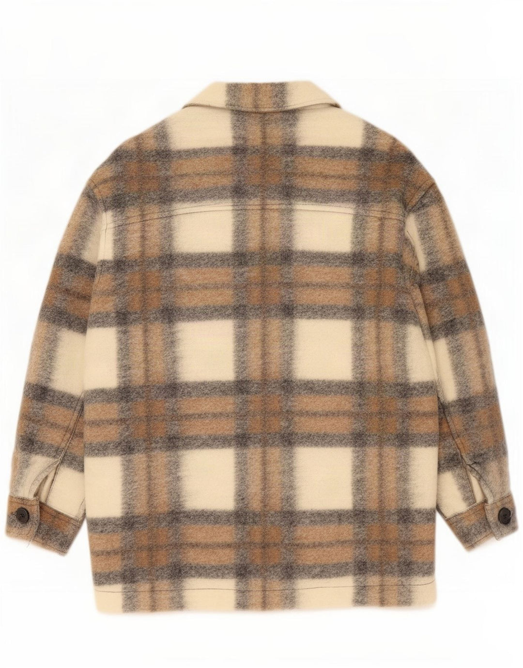 Zara Mujer Chaqueta utilitaria extragrande UK 44 Poliéster a cuadros beige medio