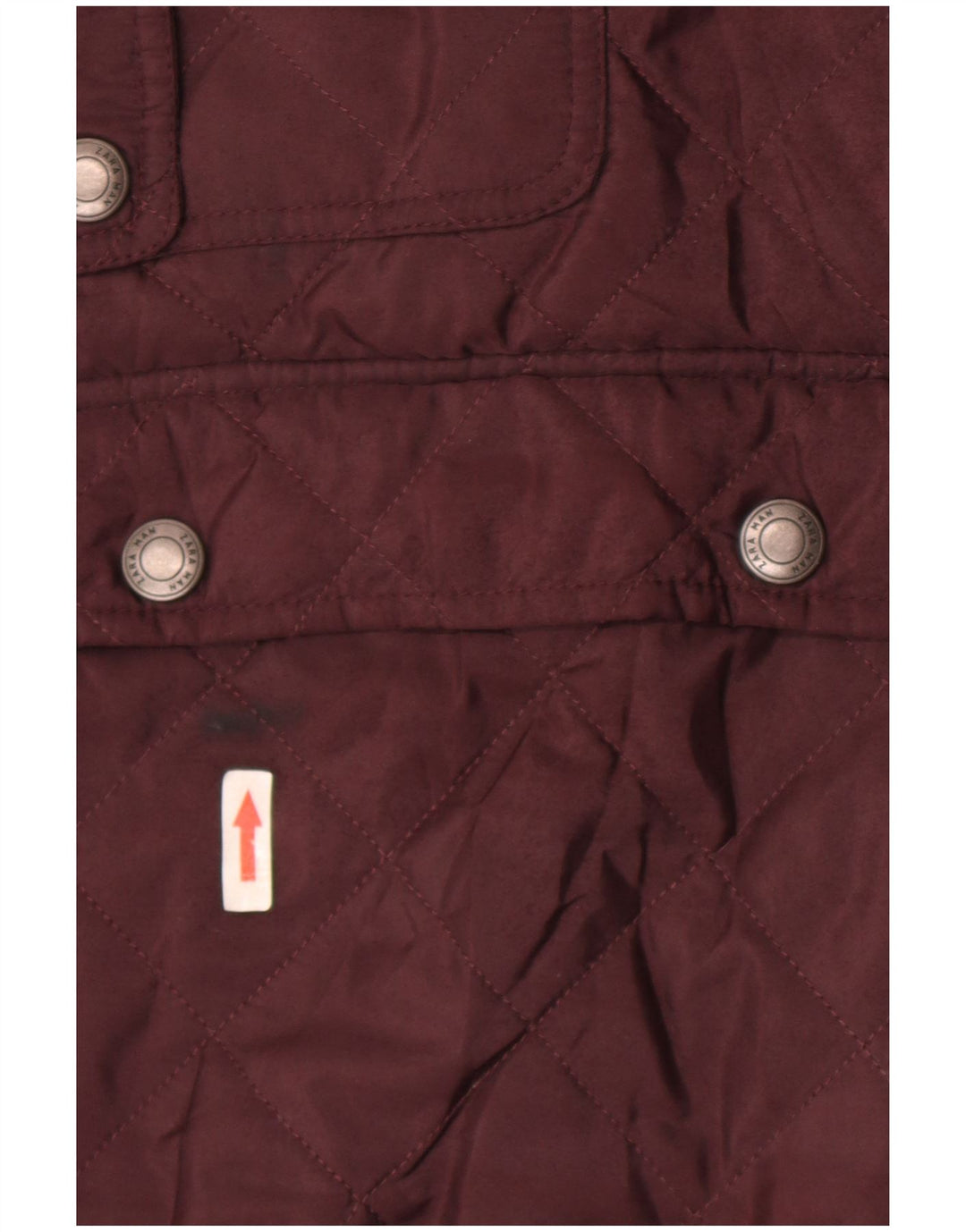 Zara Mens Quilted Jacket UK 40 Large Burgundy Polyester