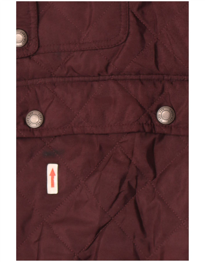 Zara Mens Quilted Jacket UK 40 Large Burgundy Polyester