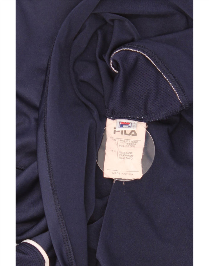 Fila Womens T-Shirt Top UK 14 Medium Navy Blue Polyester