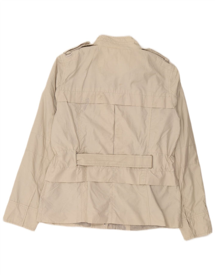 Zara Veste Militaire Femme UK 14 Coton Gris Moyen