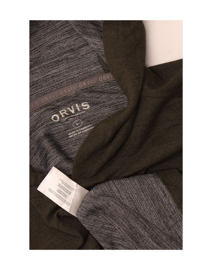 Orvis Mens Hoodie Jumper Large Khaki Rayon