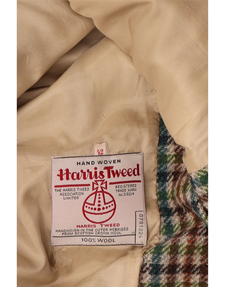 Harris Tweed Womens 2 Button Blazer Jacket EU 42 Large Green Houndstooth