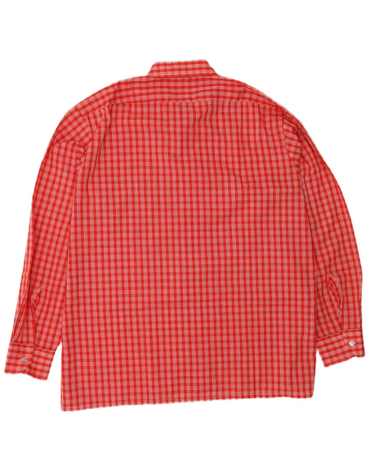 Vintage Mens Shirt XL Red Check Polyester
