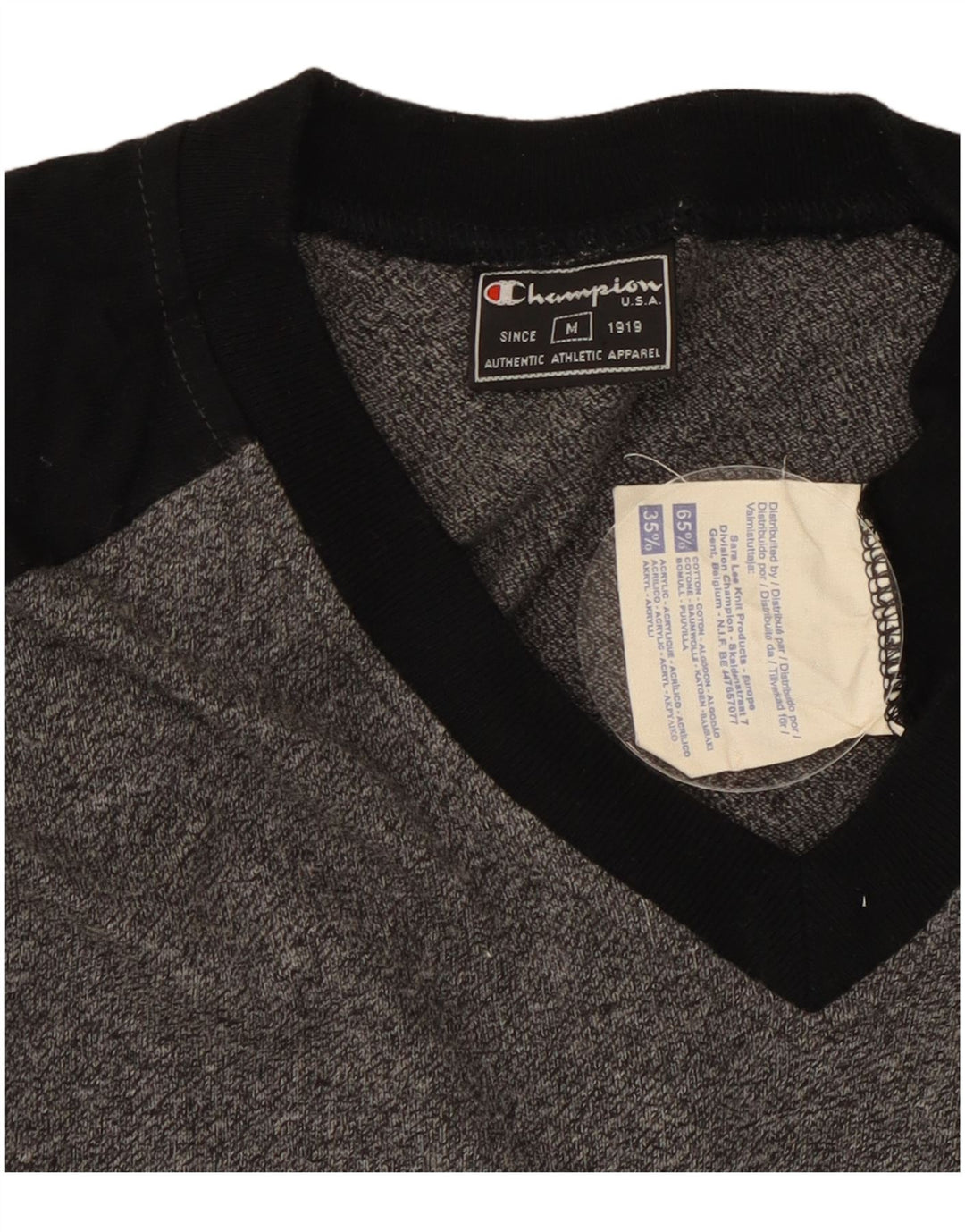 Champion Mens T-Shirt Top Medium Grey Colourblock Cotton
