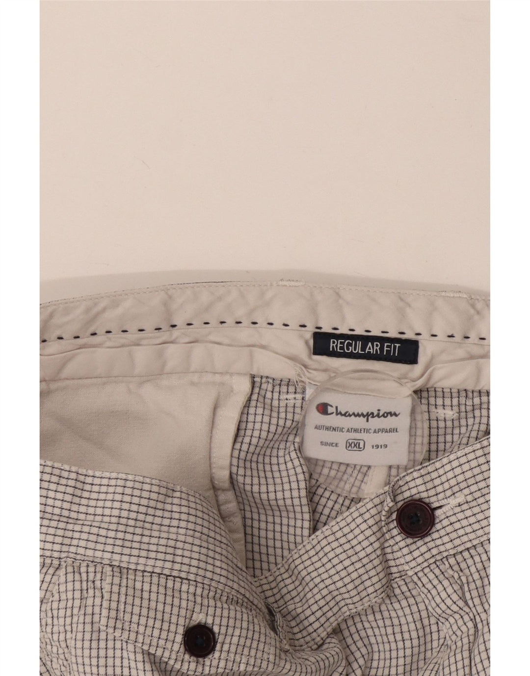 Champion Mens Regular Fit Chino Shorts 2XL W42 White Check