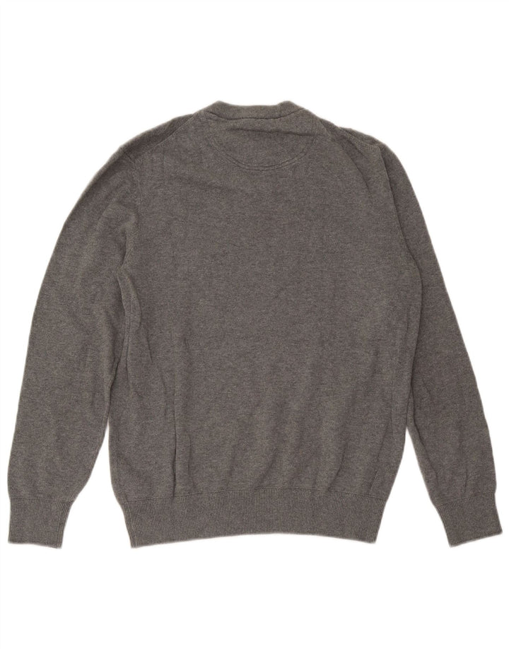 Timberland Mens V-Neck Jumper Sweater Small Grey Cotton