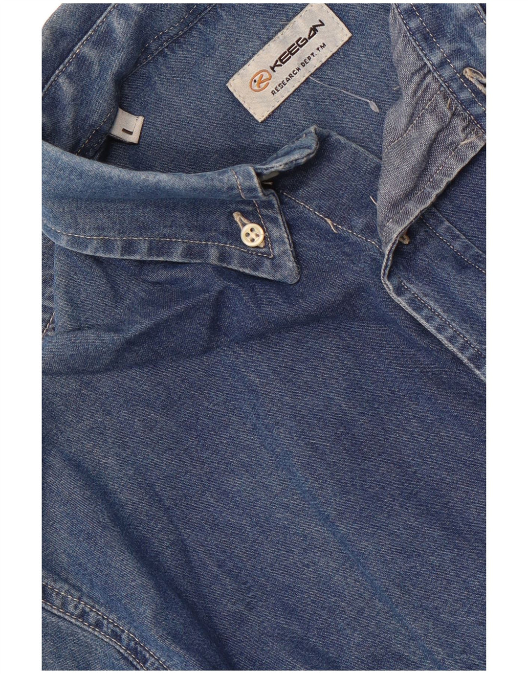 KEEGAN Mens Denim Shirt Large Blue Cotton