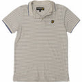 LYLE & SCOTT Boys Polo Shirt 10-11 Years White Striped Vintage Lyle & Scott and Second-Hand Lyle & Scott from Messina Hembry 