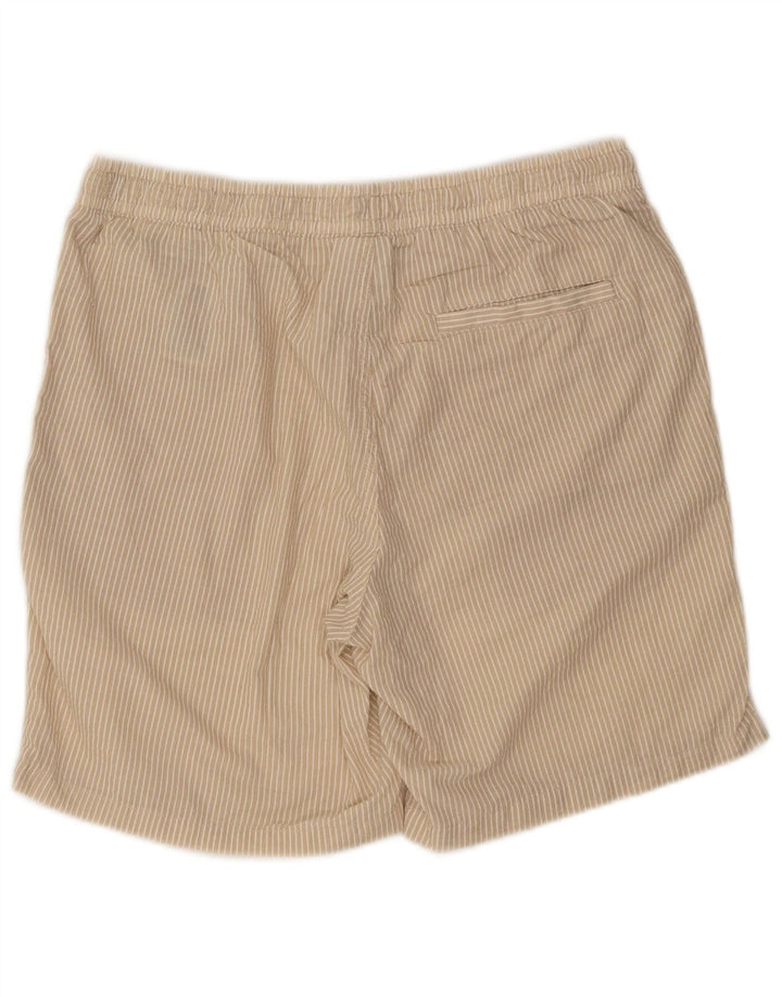 Jack & Jones Mens Sport Shorts Large  Beige Pinstripe Polyester