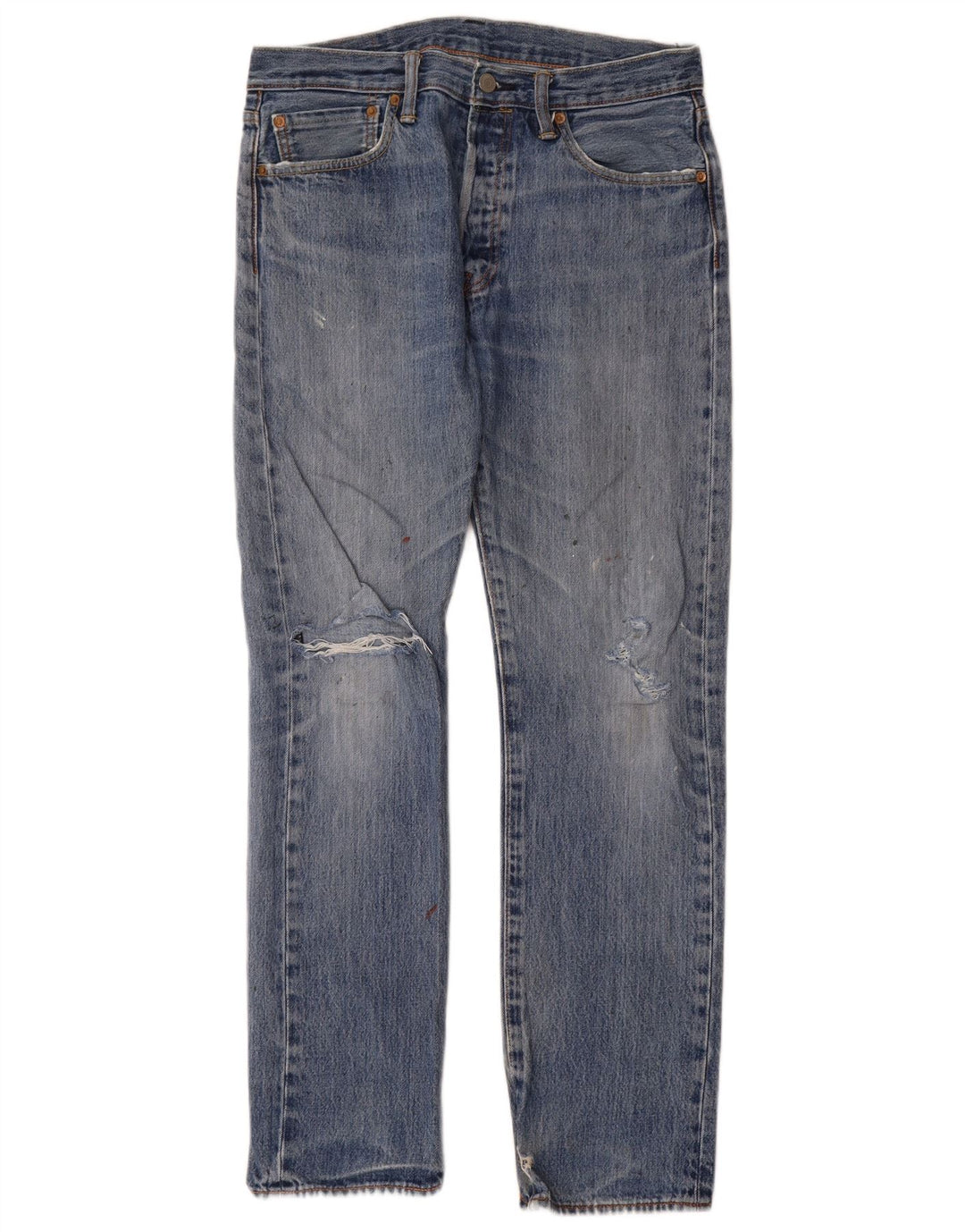 Levi's Mens 501 Distressed Straight Jeans W32 L32 Blue Cotton