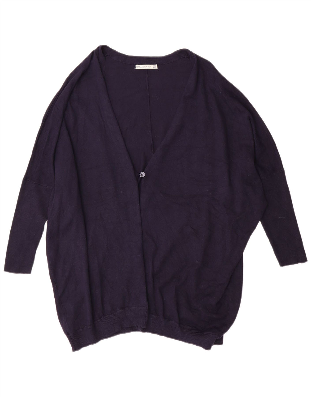 ZARA Damen-Strickjacke, übergroß, kurzärmelig, Gr. 14, Mittelmarineblau