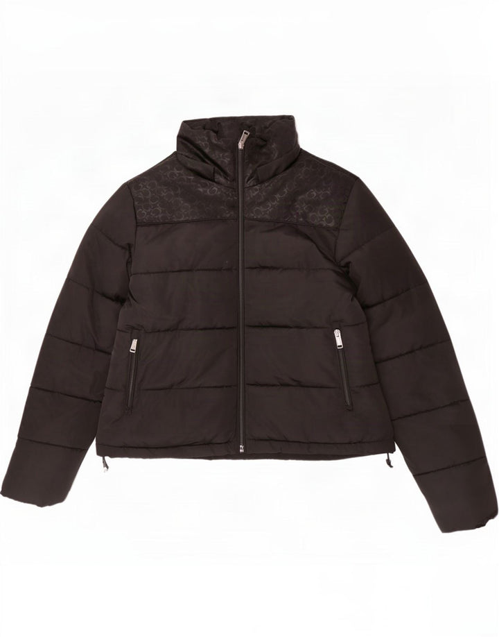 Guess Veste matelassée Crop Graphic pour femme UK 6 XS Noir Polyester