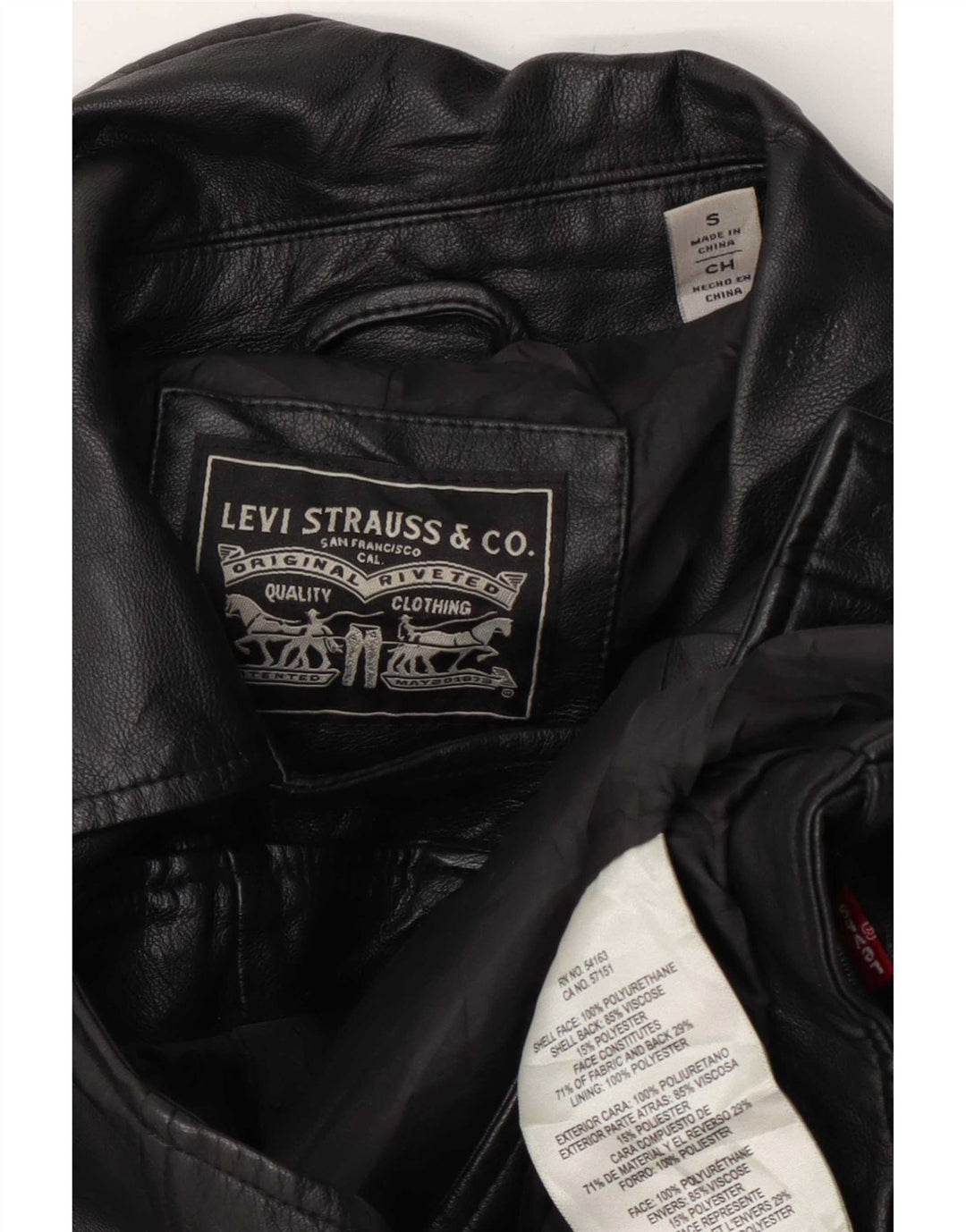 Jachetă motociclist din piele artificială pentru femei Levi's, UK 10, poliuretan mic, negru