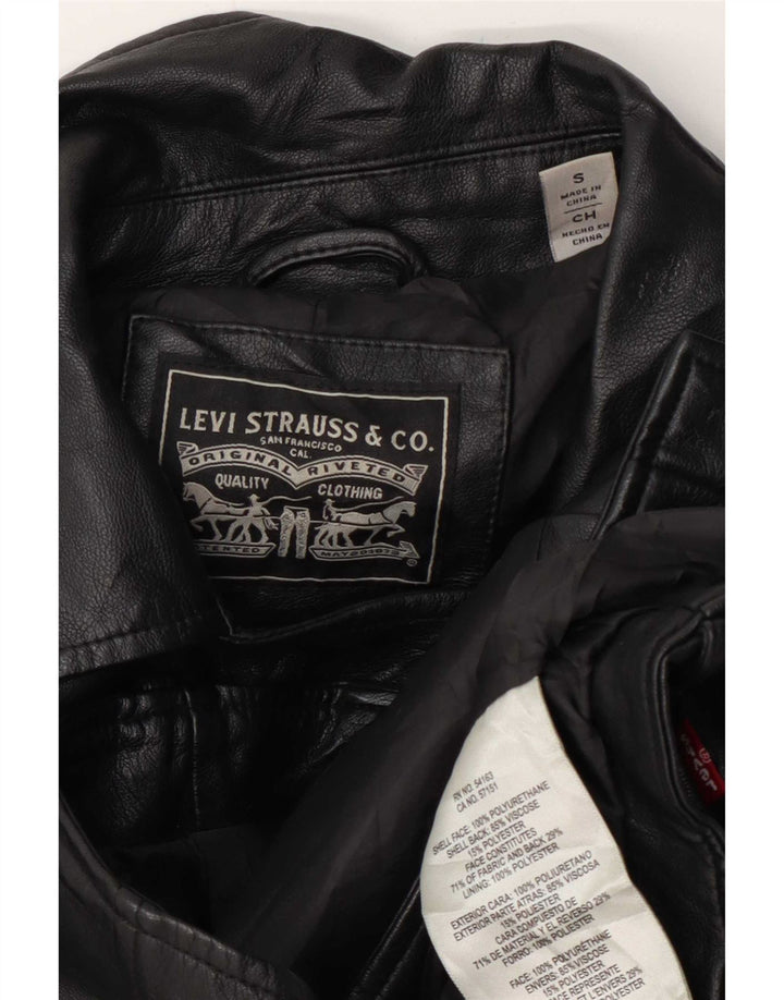Jachetă motociclist din piele artificială pentru femei Levi's, UK 10, poliuretan mic, negru