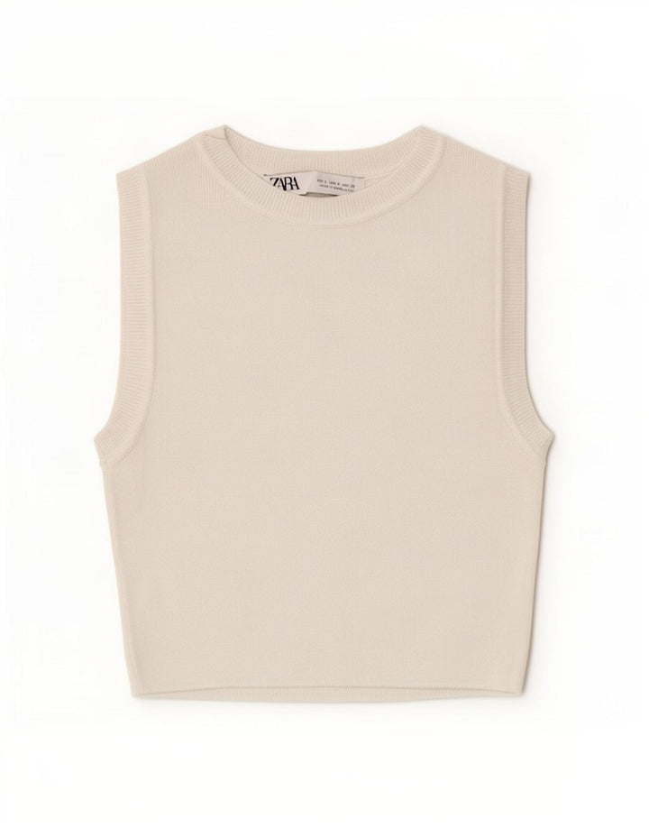 Zara Womens Crop Vest Top UK 8 Small White