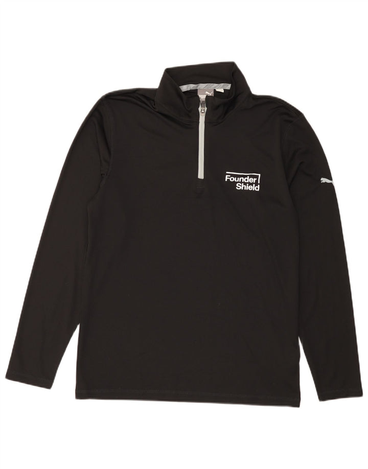 PUMA Mens Graphic Zip Neck Pullover Tracksuit Top Medium Black Polyester