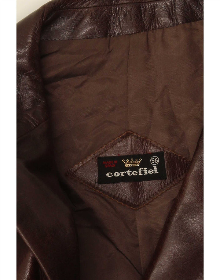 Cortefiel Męska kurtka skórzana IT 56 3XL brązowa