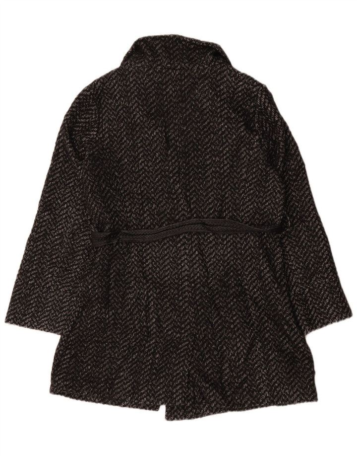 Marks & Spencer Womens Overcoat UK 14 Medium Grey Herringbone Polyester