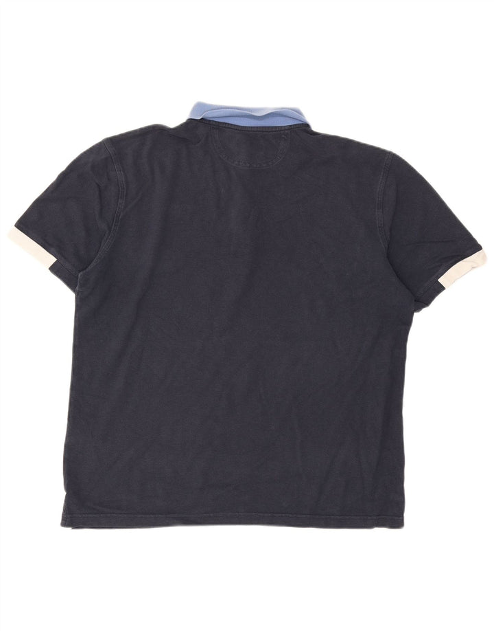 Hackett Herre Polo Shirt Large Navy Blue Colourblock Bomuld