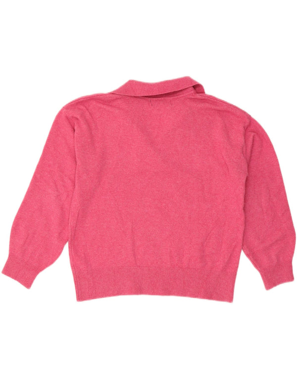 Marks & Spencer Womens Oversized Polo Neck Jumper Sweater UK 10 Small Pink