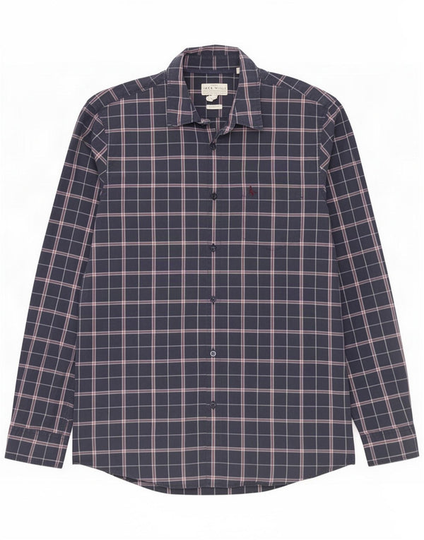 Jack Wills Mens Shirt Medium Navy Blue Check Cotton