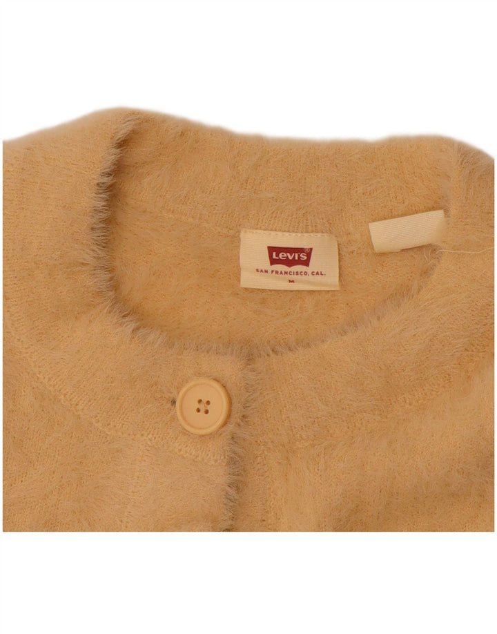 LEVI'S Womens Crop Cardigan Sweater UK 14 Medium Beige Polyamide