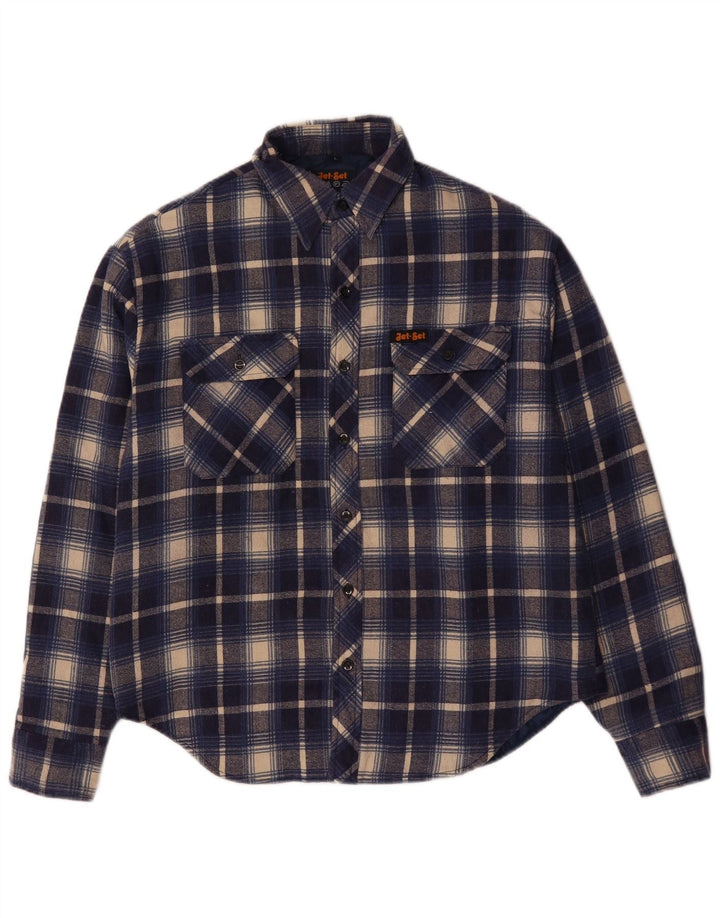 JET SET Herre skovhugger flannel skjorte stor blå ternet polyester