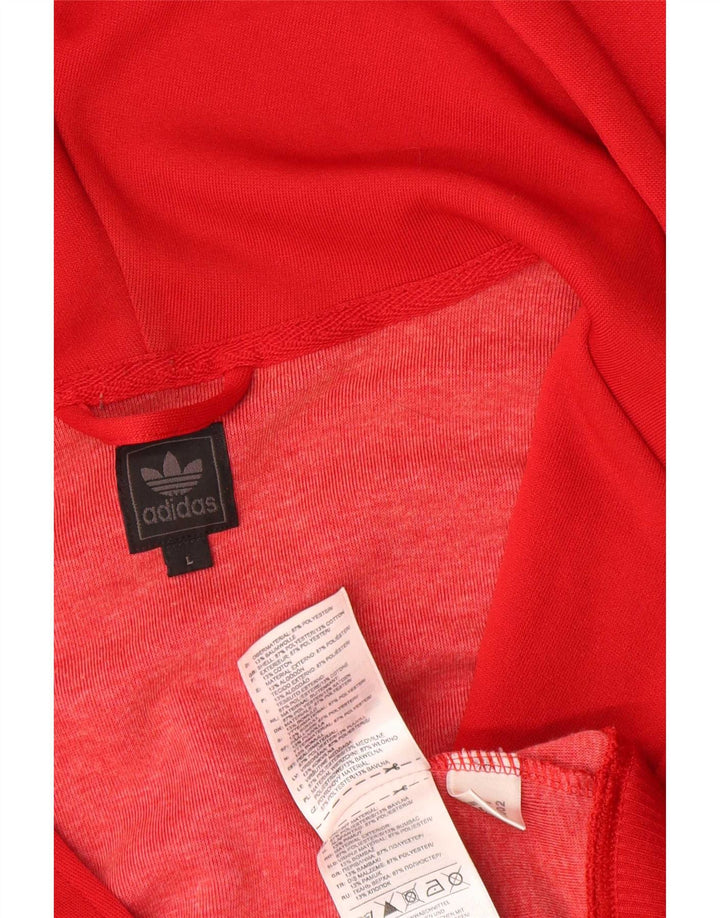 Adidas Mens Zip Hoodie Sweater Large Red Polyester