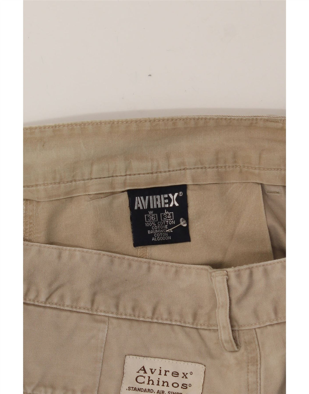 AVIREX Mens Chino Shorts W36 Large Beige Cotton Vintage Avirex and Second-Hand Avirex from Messina Hembry 