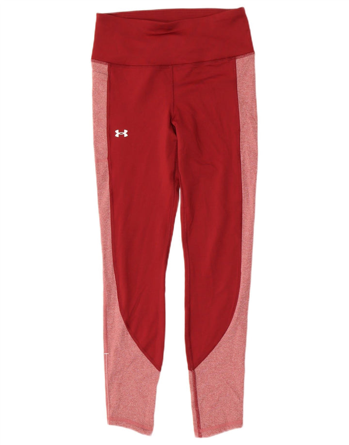 UNDER ARMOUR Womens Cold Gear Leggings UK 10 Small  Red Colourblock