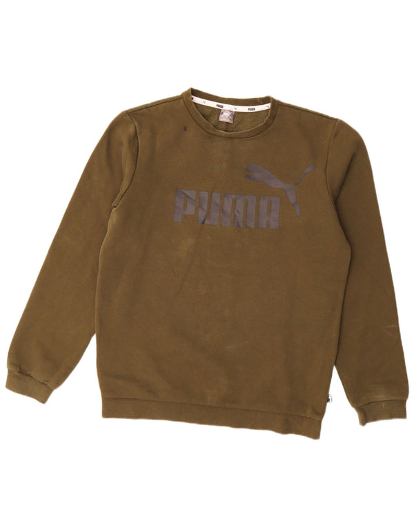 Chłopięca bluza z grafiką Puma, 15-16 lat, bawełna khaki