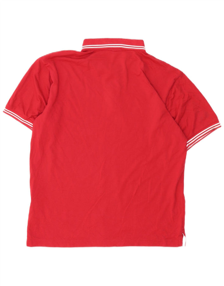 CHAMPION Mens Polo Shirt Large Red Striped Cotton