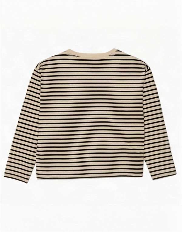 Zara Womens Top Long Sleeve UK 18 XL White Striped