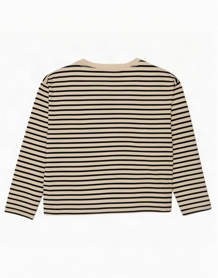 Zara Damen Top Langarm UK 18 XL Weiß gestreift
