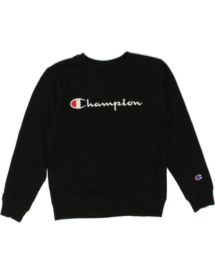 CHAMPION Boys Graphic Sweatshirt Jumper 9-10 Years Black Cotton Vintage Champion and Second-Hand Champion from Messina Hembry 