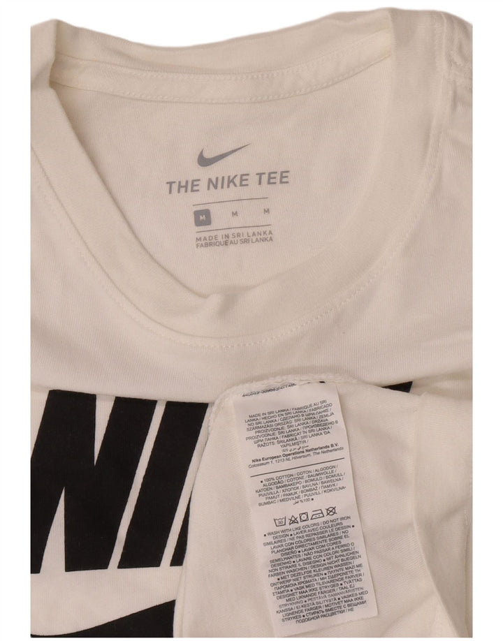 Top grafico Nike da uomo con vestibilità regolare, manica lunga, cotone bianco medio
