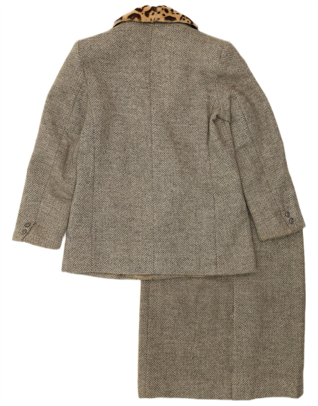 Vintage Womens 2 Piece Skirt Set IT 44 Medium W28 Grey Herringbone